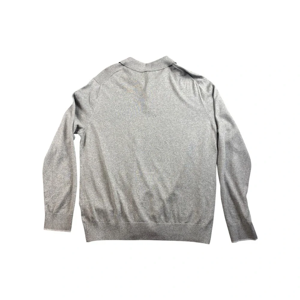 Banana Republic Mens Luxury Blend Long Sleeve‎ Gray Polo Shirt Sweater XL